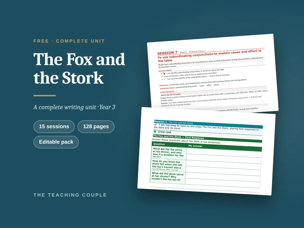 The Fox and the Stork — a complete writing unit